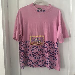 Vintage Geometric Tropical Pineapple Tee Women's Medium 100% Cotton EUC